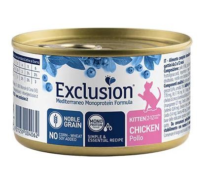 Exclusion Monoprotein Tavuk EtliDüşük Tahıllı Yavru Kedi Konservesi 85 Gr
