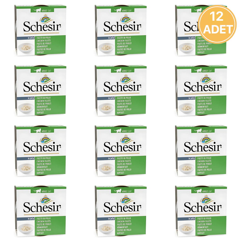 Schesir Jöleli Tavuk Fileto Yetişkin Kedi Konservesi 85 Gr (12 Adet)
