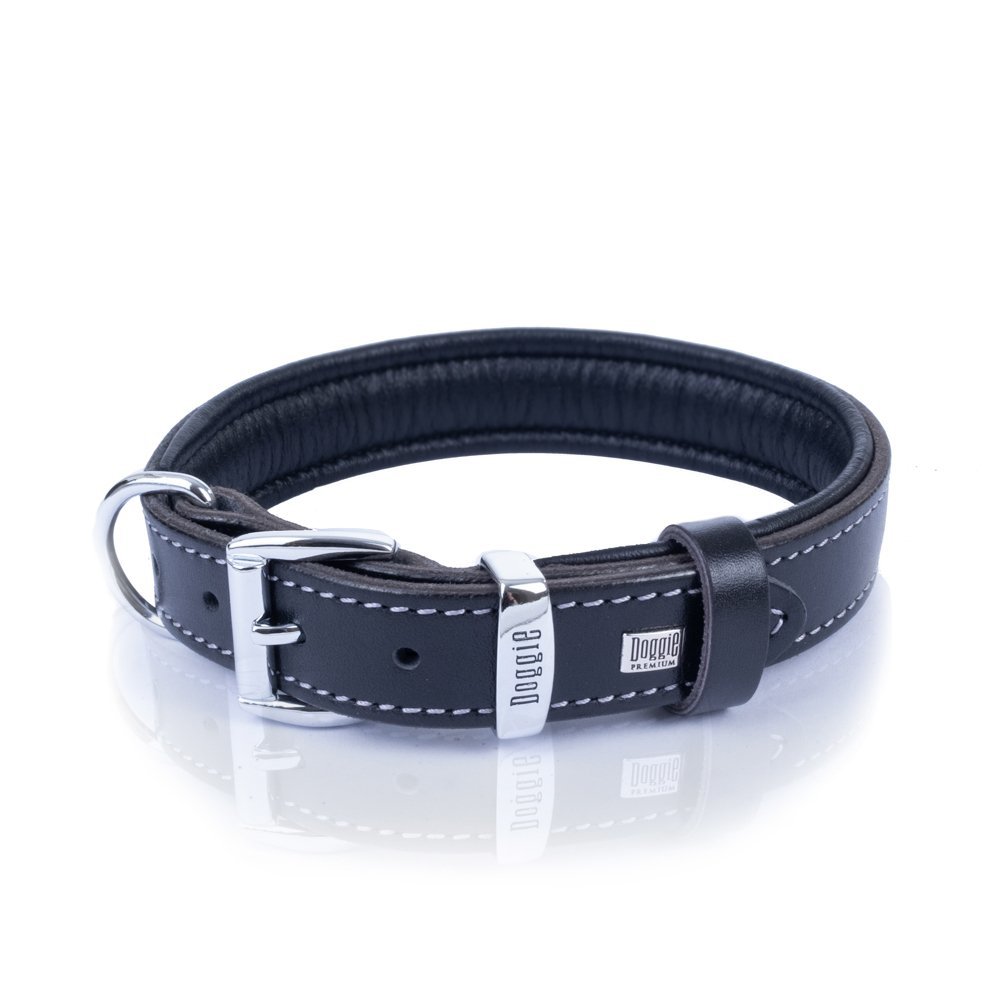 Doggie Firstclass Gerçek Deriden El Yapımı Köpek Boyun Tasması 2.5x37-45 Cm Siyah