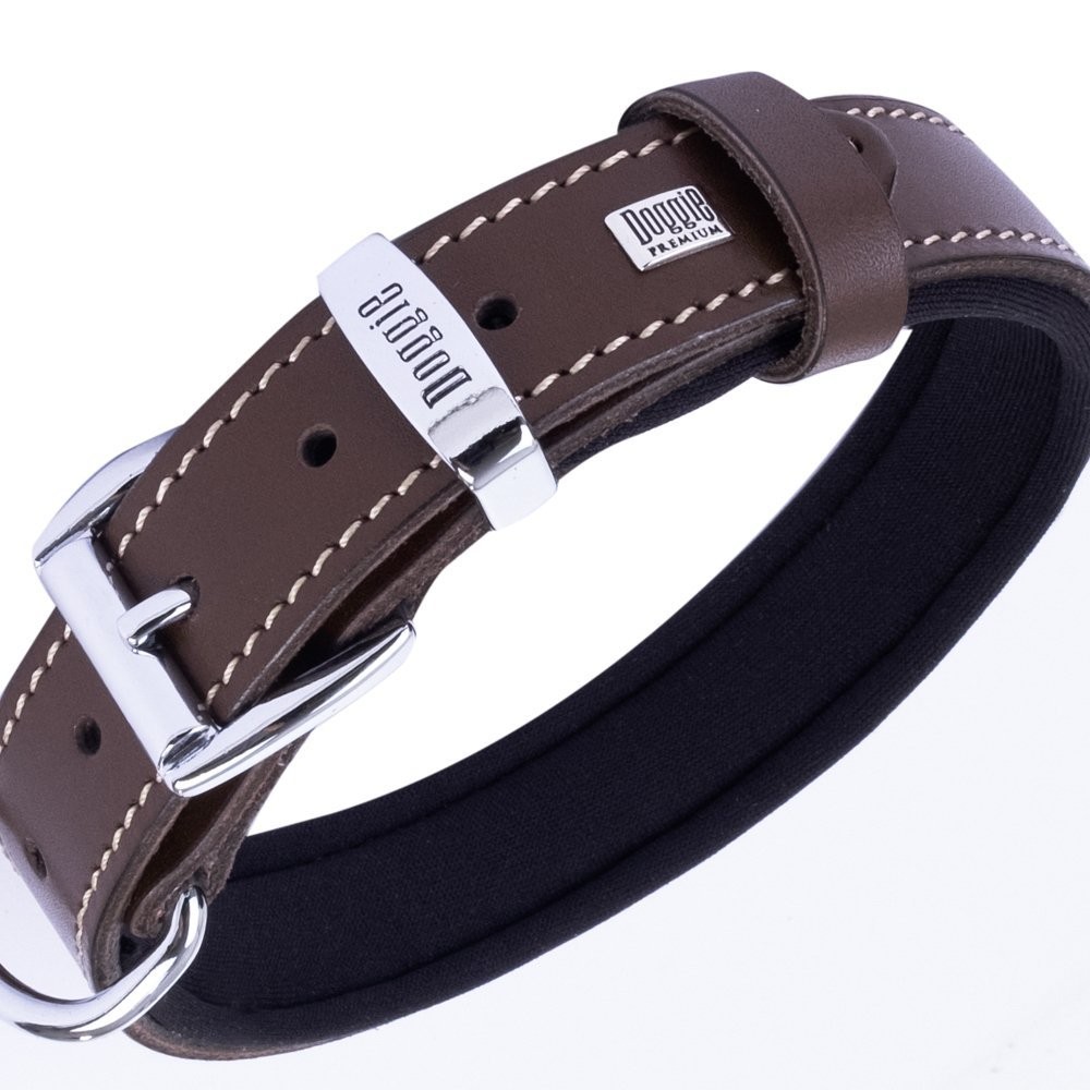 Doggie Konforlu Gerçek Deriden El Yapımı Çivili Köpek Boyun Tasması 2.5x37-45 Cm Kahverengi