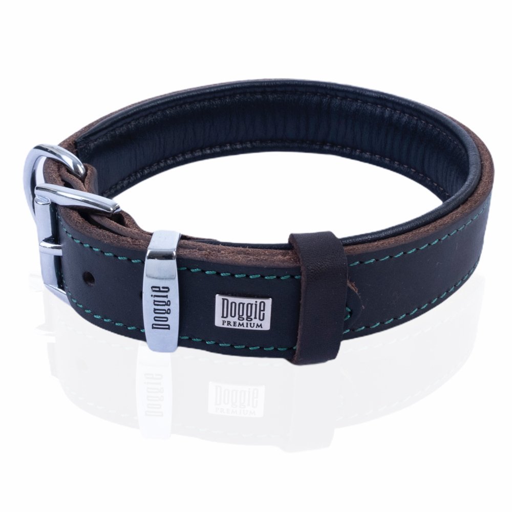 Doggie Yağlı Gerçek Deriden El Yapımı Köpek Boyun Tasması 4x57-65 Cm Yağ Yeşili