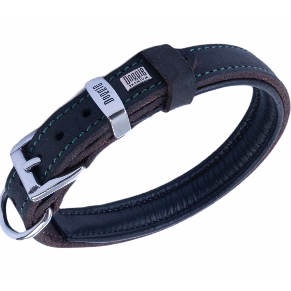 Doggie Yağlı Gerçek Deriden El Yapımı Köpek Boyun Tasması 2x30-35 Cm Yağ Yeşili