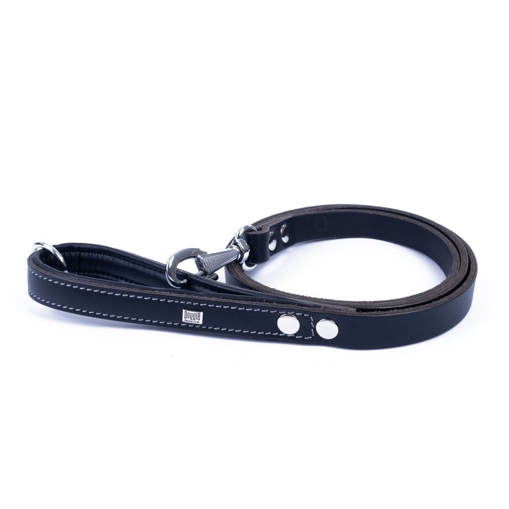 Doggie Firstclass Gerçek Deriden El Yapımı Köpek Gezdirme Kayışı 2.5x120 Cm Siyah