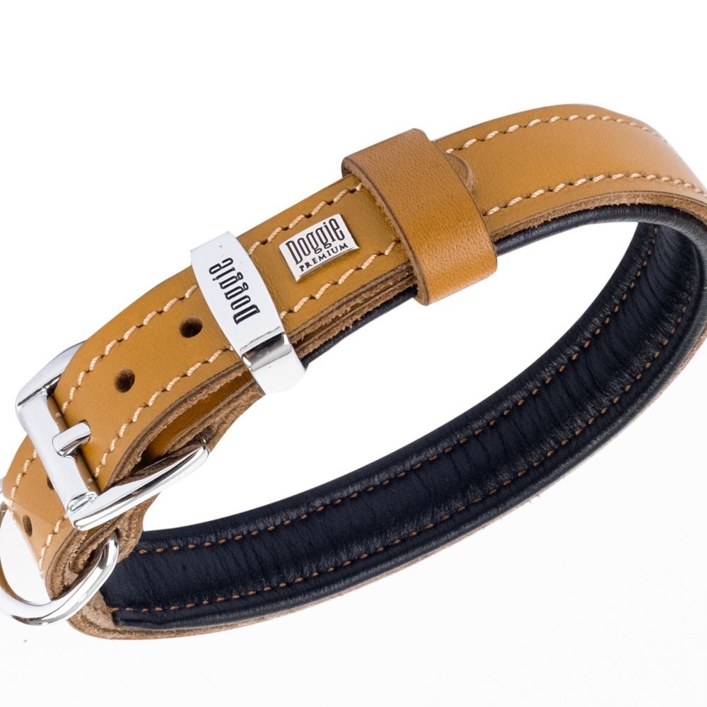 Doggie Firstclass Gerçek Deriden El Yapımı Köpek Boyun Tasması 2x30-35 Cm Camel