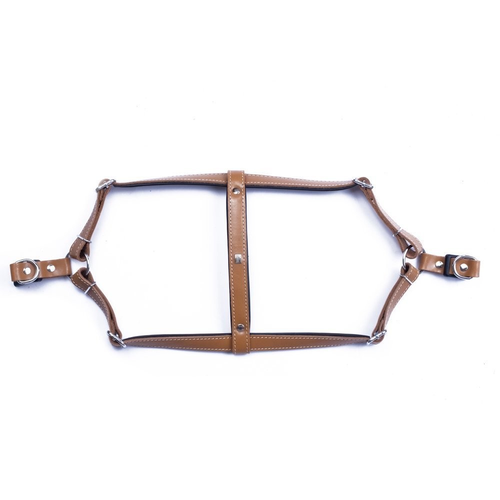 Doggie Konforlu Gerçek Deriden El Yapımı Ronin Model Köpek Göğüs Tasması XS-1.5x35-45 Cm Camel