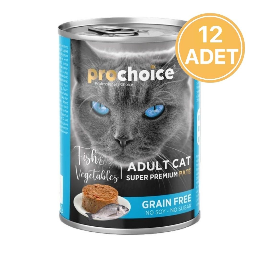 Prochoice Tahılsız Balıklı ve Sebzeli Ezme Konserve Kedi Maması 400 Gr (12 Adet)