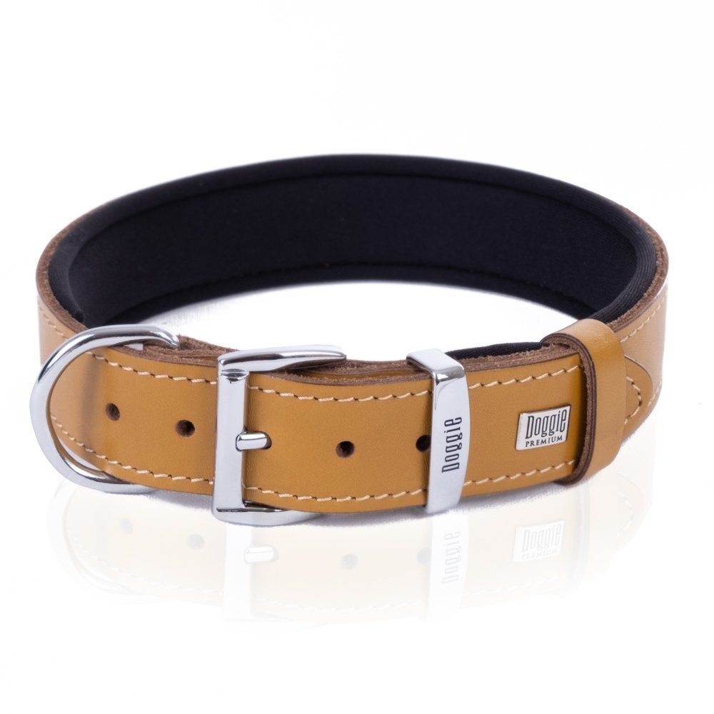 Doggie Konforlu Gerçek Deriden El Yapımı Çivili Köpek Boyun Tasması 3.5x52-60 Cm Camel