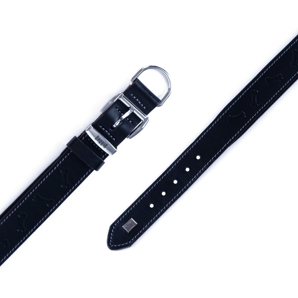 Doggie Deri Kemik Desenli Boyun Tasması M 4x52-60 Cm Siyah
