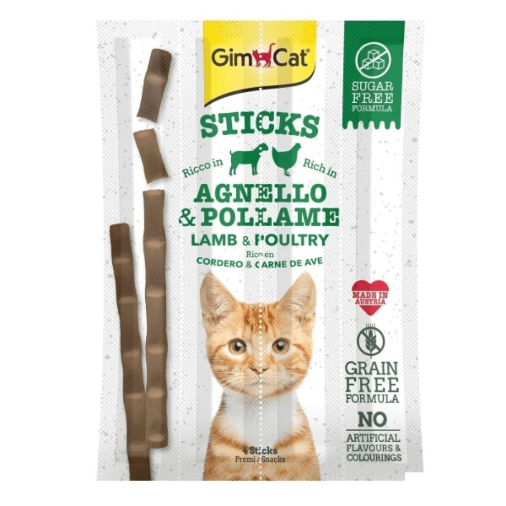 GimCat Tahılsız Kuzu ve Tavuk EtliKedi Ödül Çubukları 20 Gr (4 Adet)