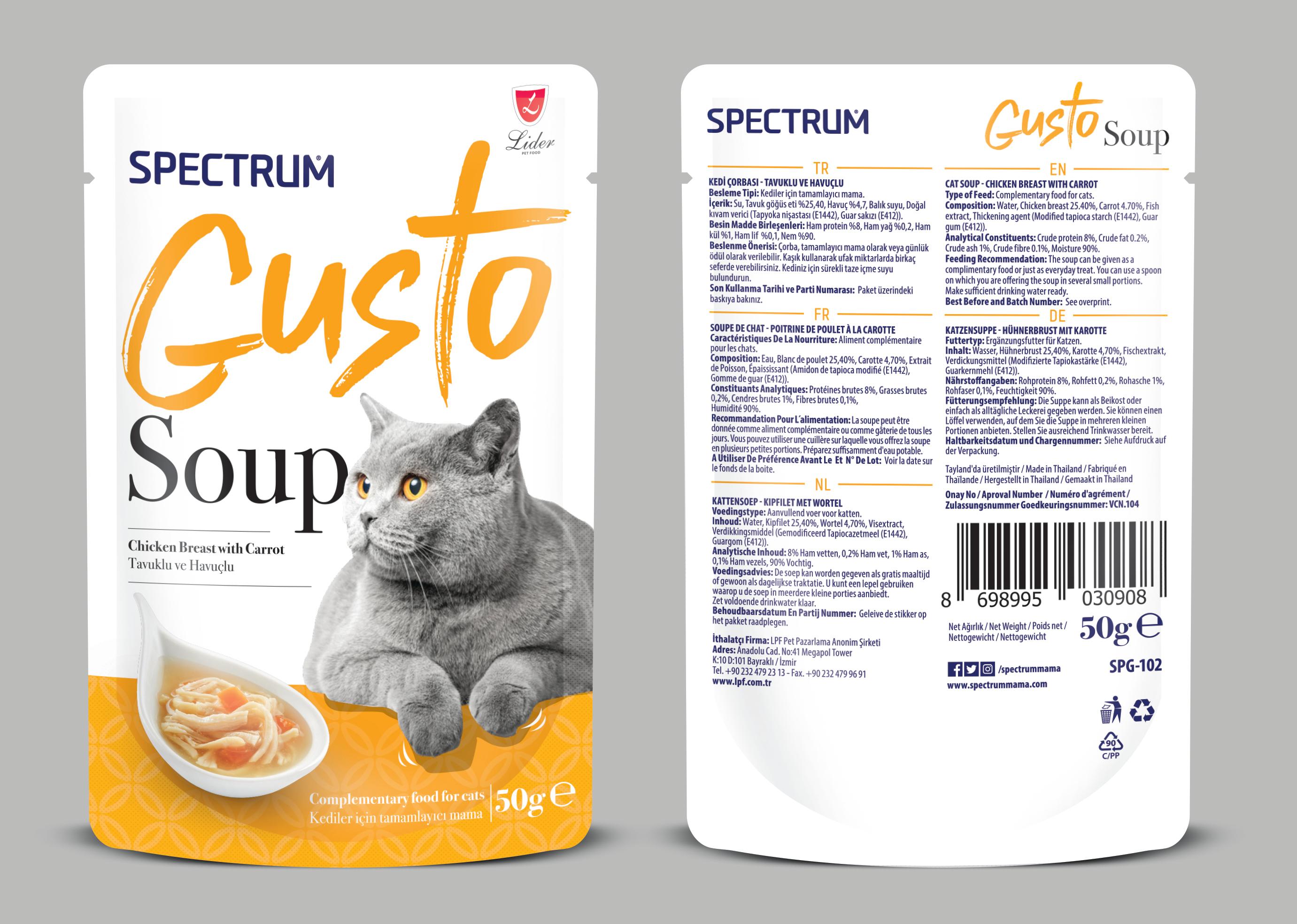 Spectrum Gusto Tavuk Etli ve Havuçlu Kedi Çorba 50 Gr