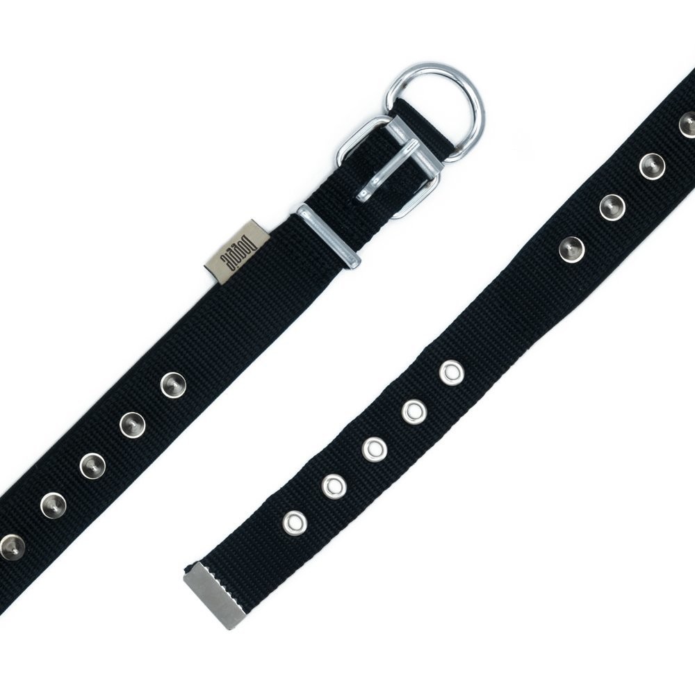 Doggie Konforlu Dokumadan El Yapımı Çivili Köpek Boyun Tasması 2.5x37-45 Cm Siyah