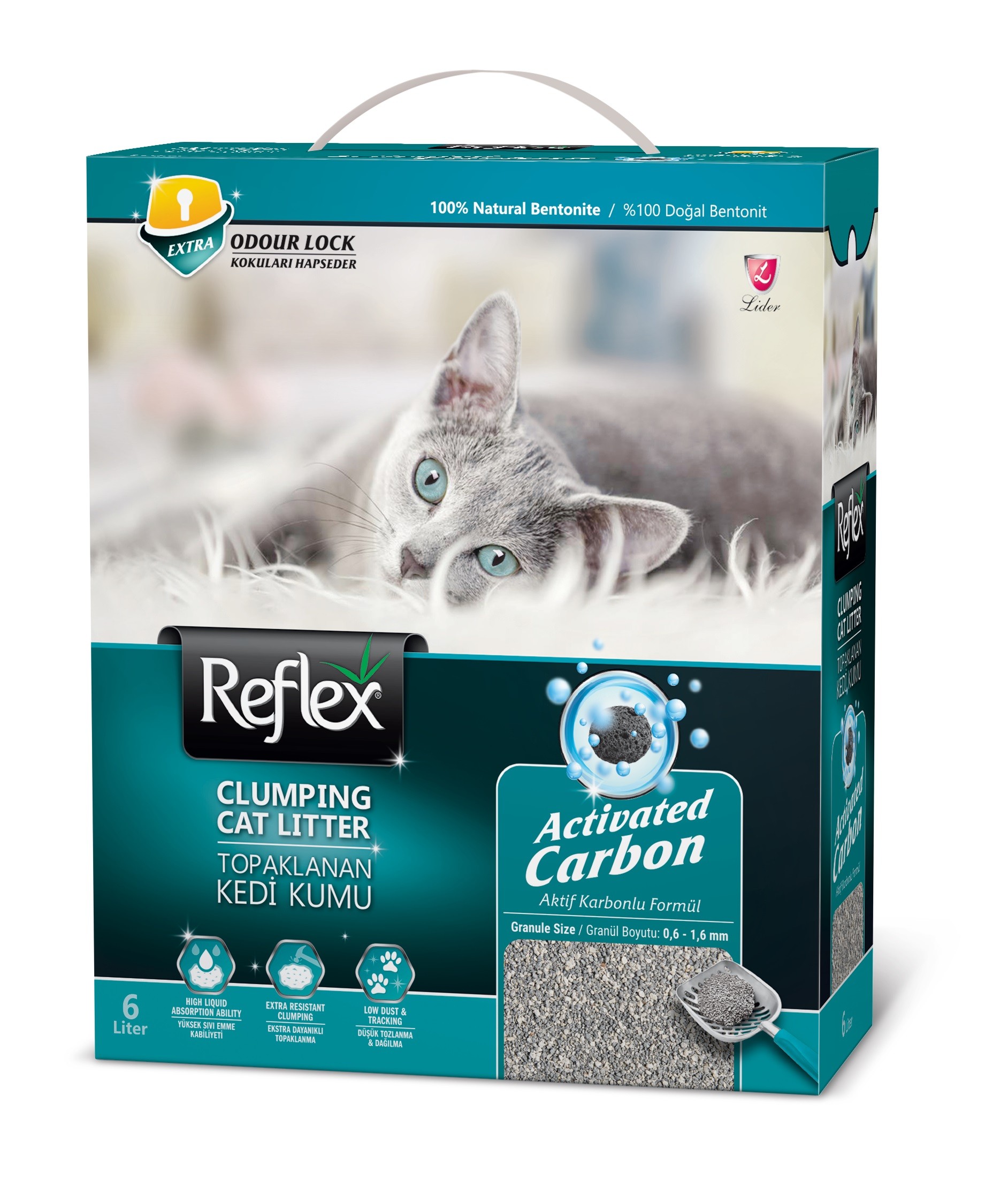 Reflex Aktif Karbonlu Topaklanan Kedi Kumu 6 Lt