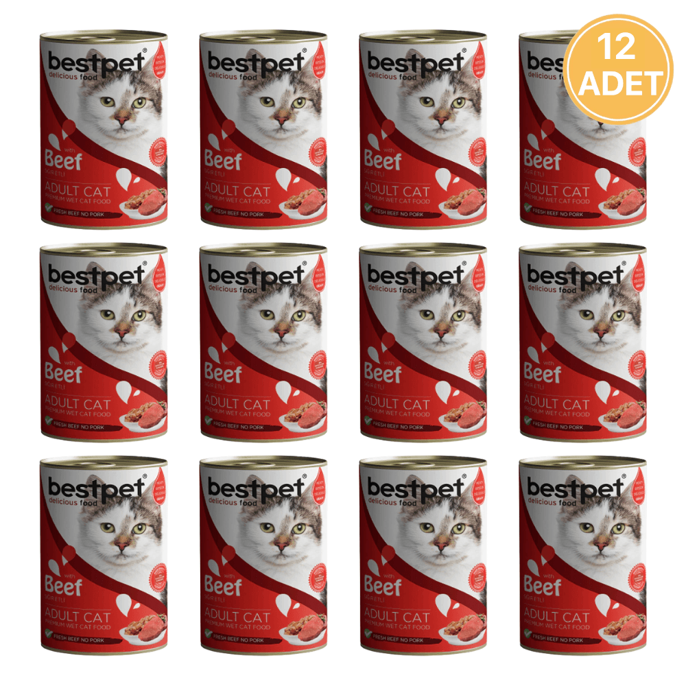 Bestpet Sığır Etli Yetişkin Kedi Konservesi 400 Gr (12 Adet)