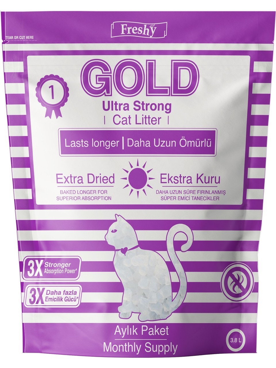 Freshy Gold Ultra Strong Süper Emici Silika Kedi Kumu 3.8 L