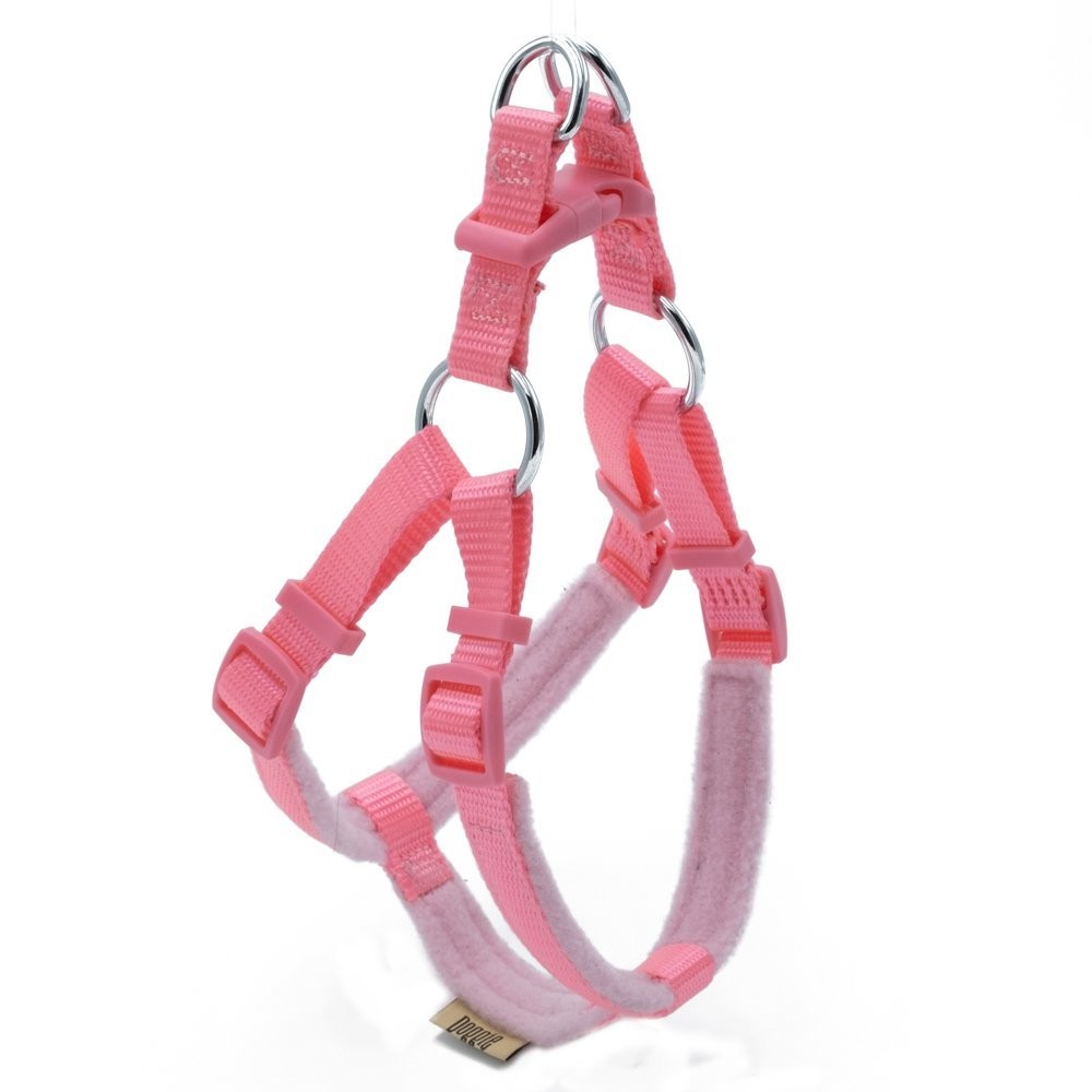Doggie Polar Dokumadan El Yapımı Ronin Model Köpek Göğüs Tasması S-1.5x40-45 Cm Pembe