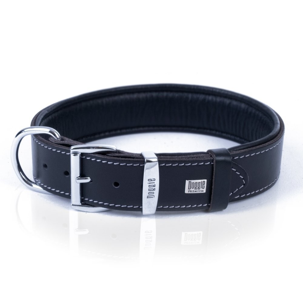 Doggie Firstclass Gerçek Deriden El Yapımı Köpek Boyun Tasması 4x57-65 Cm Siyah