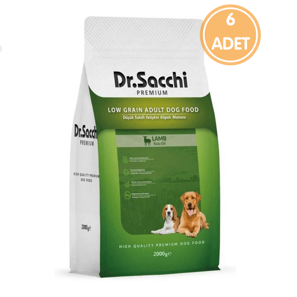 Dr.Sacchi Premium Kuzulu Ve Pirinçli Yetişkin Köpek Maması 2 Kg (6 ADET)