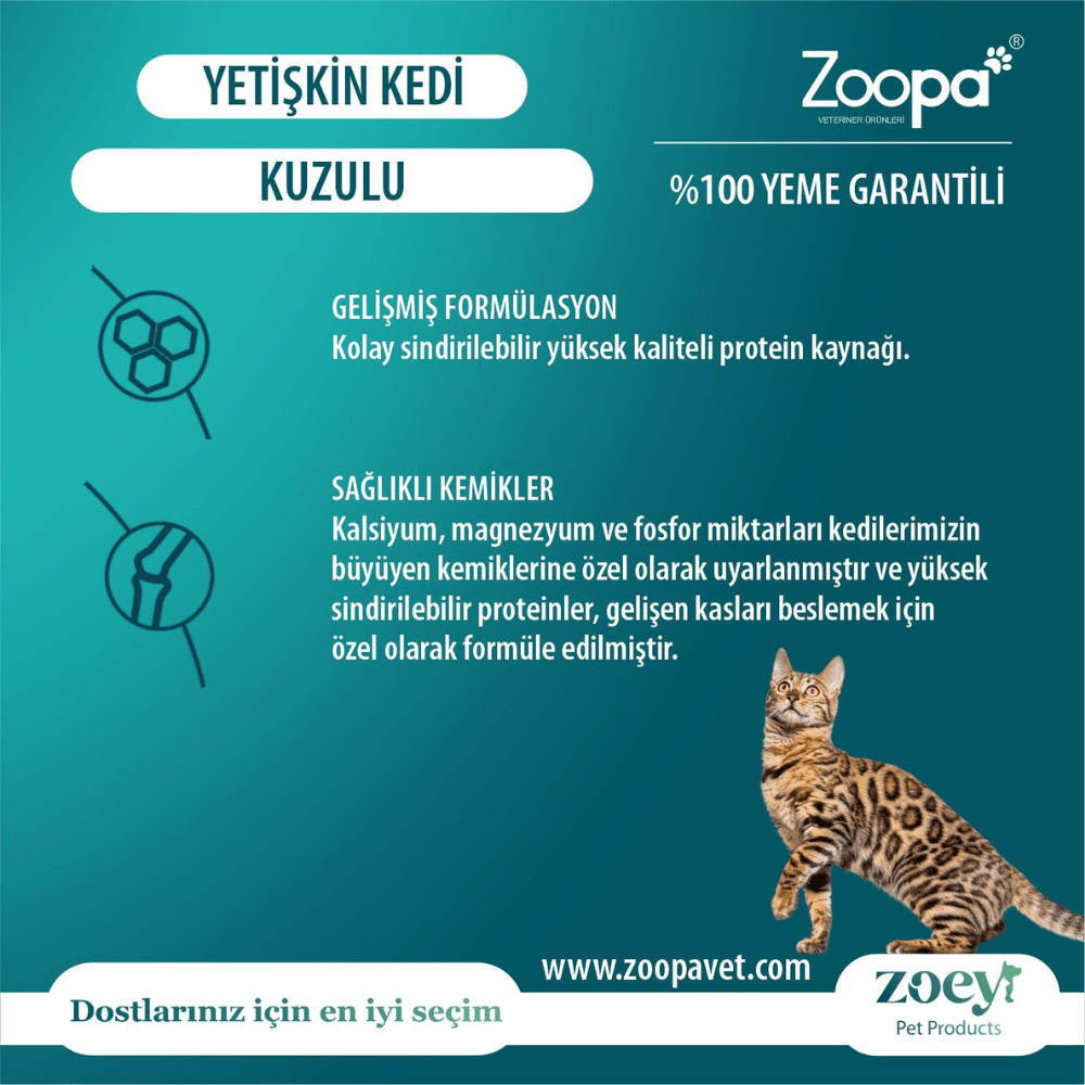 Zoey Kuzulu Yetişkin Kedi Maması 15 KG