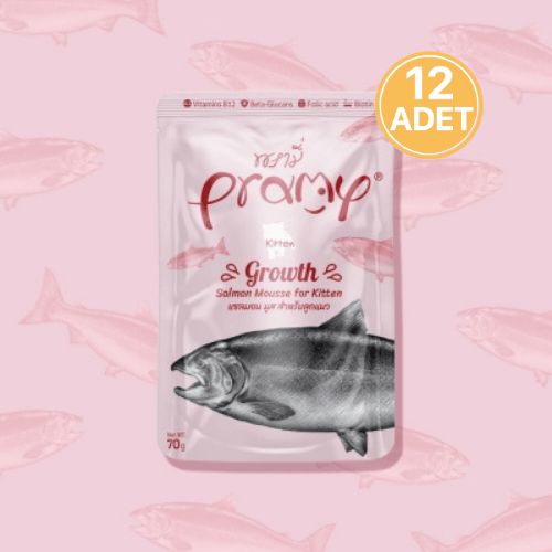 Pramy Growth Somonlu Mousse (Ezme) Yavru Kedi Konservesi 70 Gr (12 Adet)