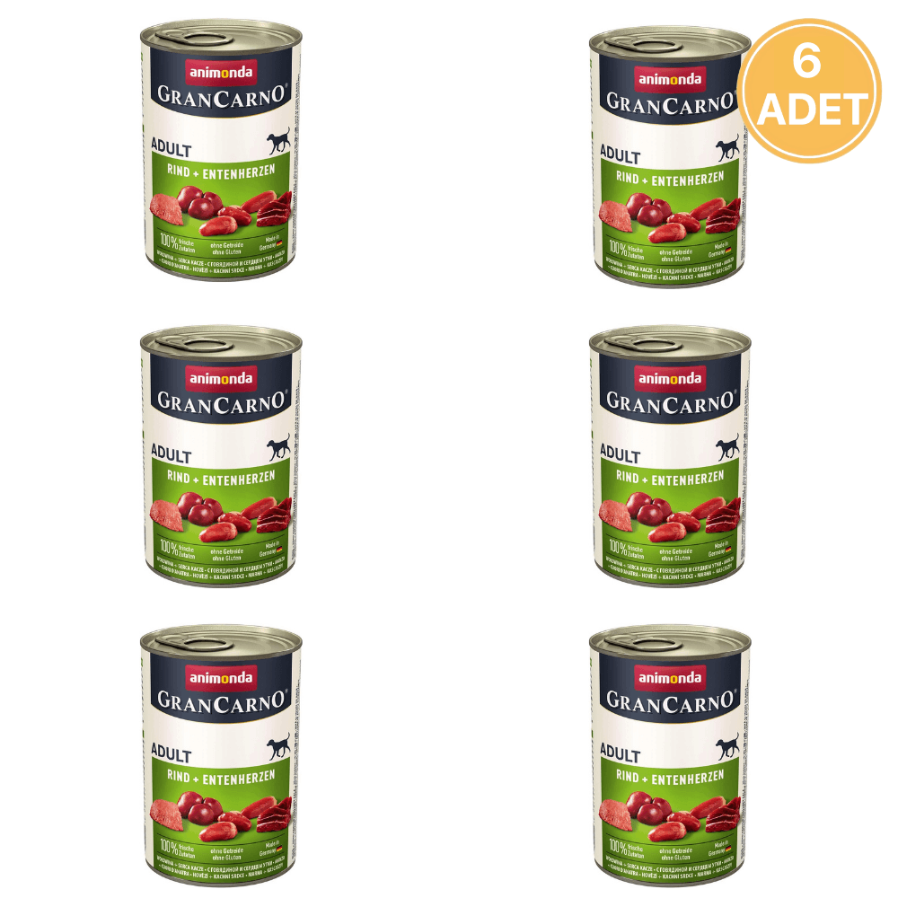 Animonda Gran Carno Sığır Etli ve Ördek Yüreği Konserve Köpek Maması 400 Gr (6 Adet)