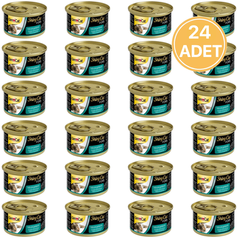 Gimcat Shiny Cat in Jelly Tavuklu ve Karidesli Yetişkin Kedi Konservesi 70 Gr ( 24 ADET )