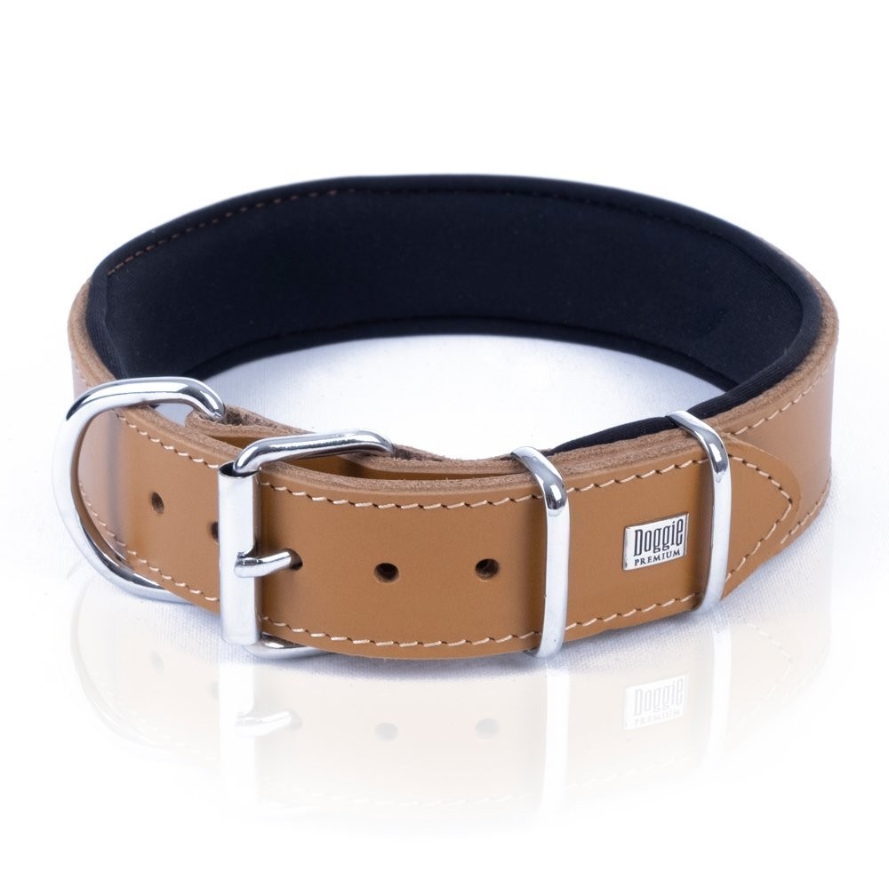 Doggie Çift Kat Gerçek Deriden El Yapımı Çivili Köpek Boyun Tasması 4x47-55 Cm Camel