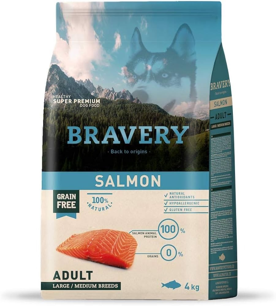 Bravery Tahılsız Somonlu Büyük ve Orta Irk Köpek Maması 4 Kg