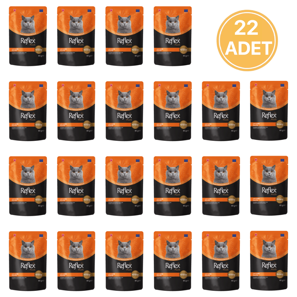 Reflex Plus Sos Et Parçacıklı Kuzu Etli Yetişkin Kedi Konservesi 85 Gr. (22 Adet)
