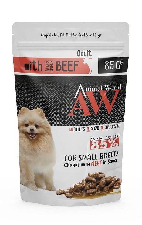 Animal World Sığır Etli Küçük Irk Yetişkin Köpek Konservesi 85 Gr