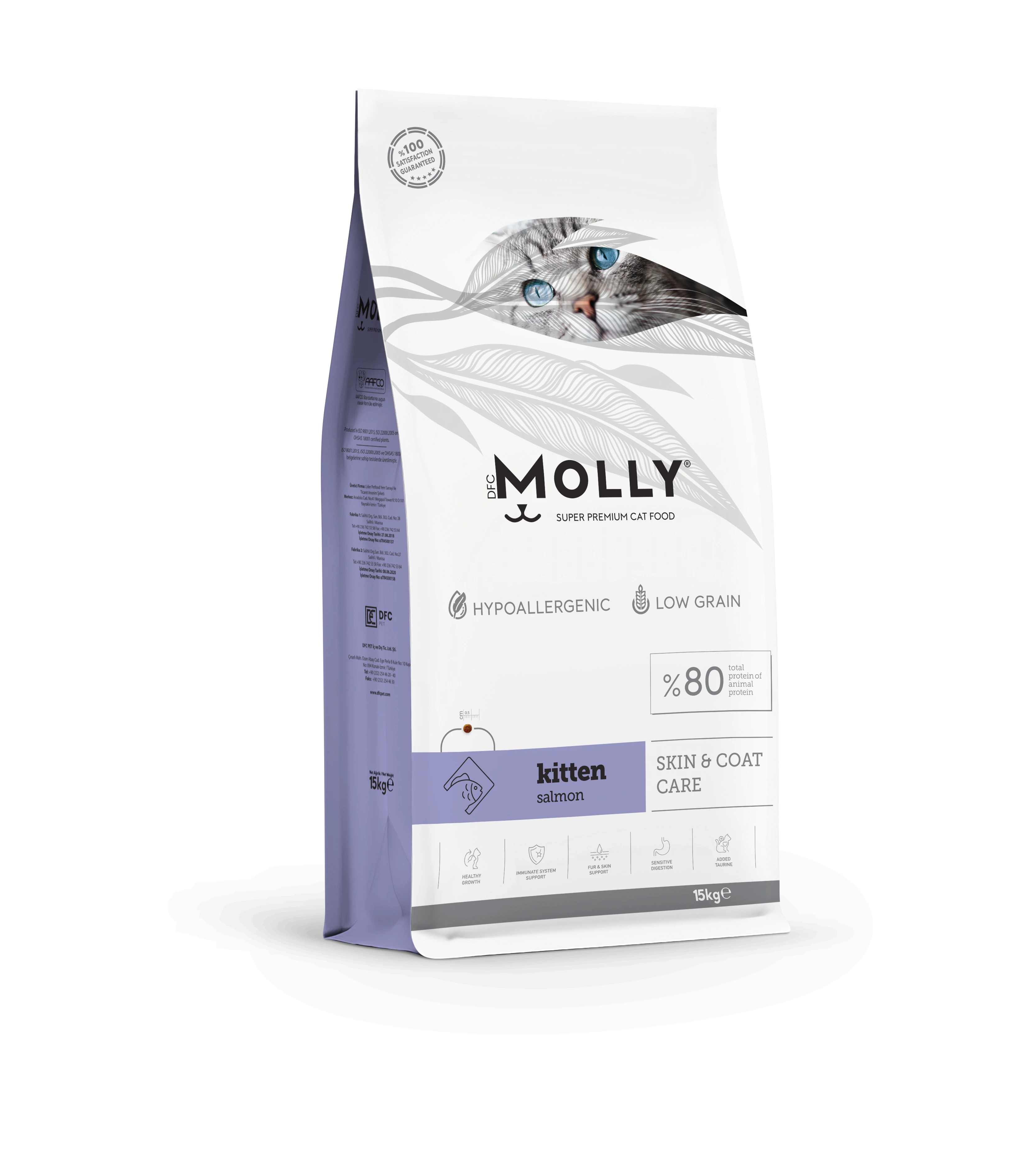Molly Hipoalerjenik Düşük Tahıllı Somonlu Yavru Kedi Maması 15 Kg