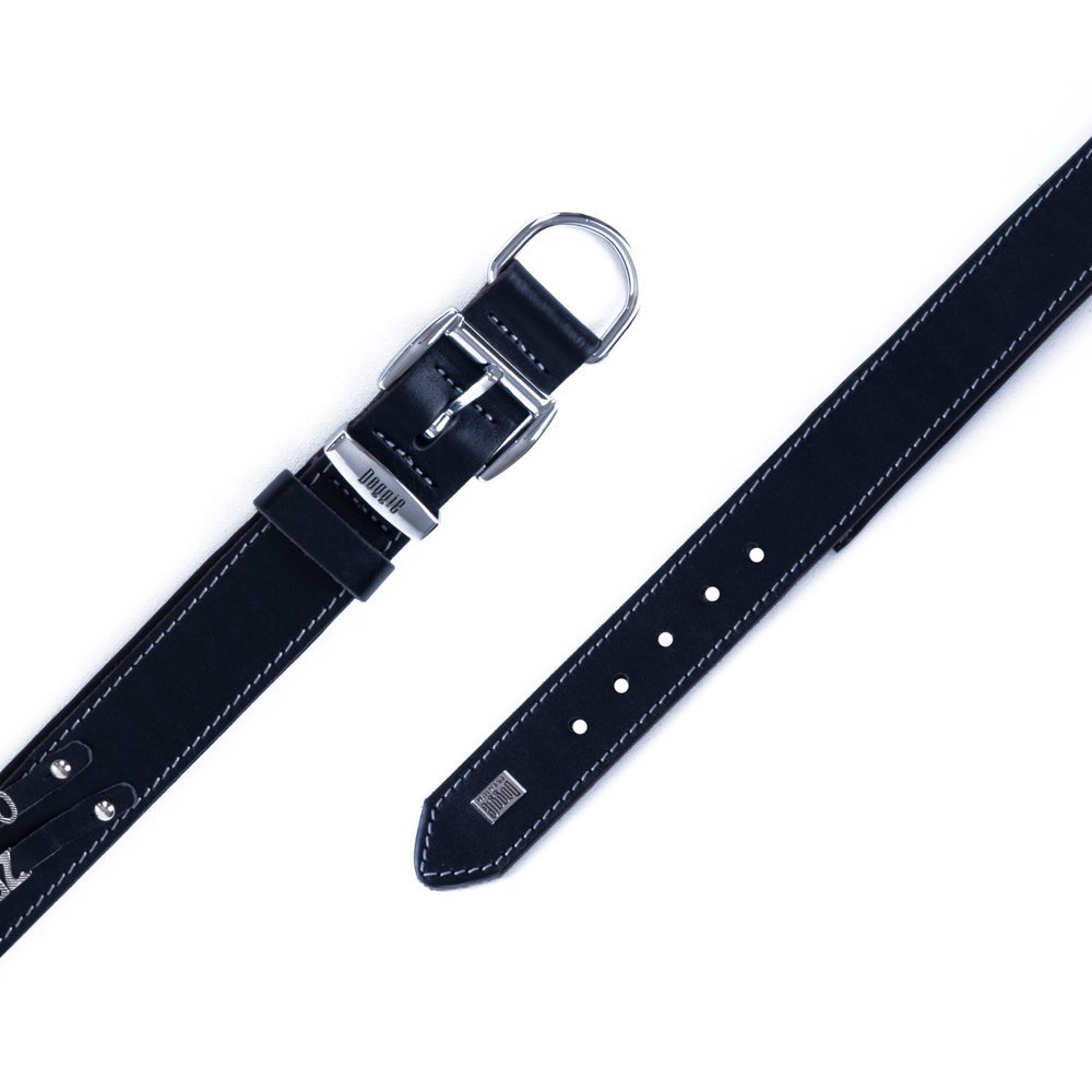 Doggie İsimlikli Deri Boyun Tasması L 3.5x52-60 Cm Siyah