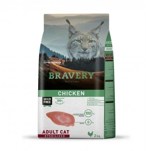 Bravery Tahılsız Kısırlaştırılmış Tavuk Etli Yetişkin Kedi Maması 2 Kg