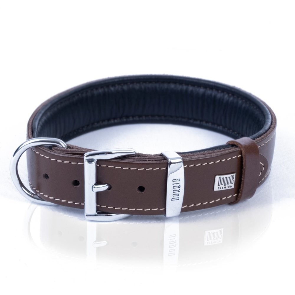 Doggie Firstclass Gerçek Deriden El Yapımı Köpek Boyun Tasması 3x42-50 Cm Kahverengi