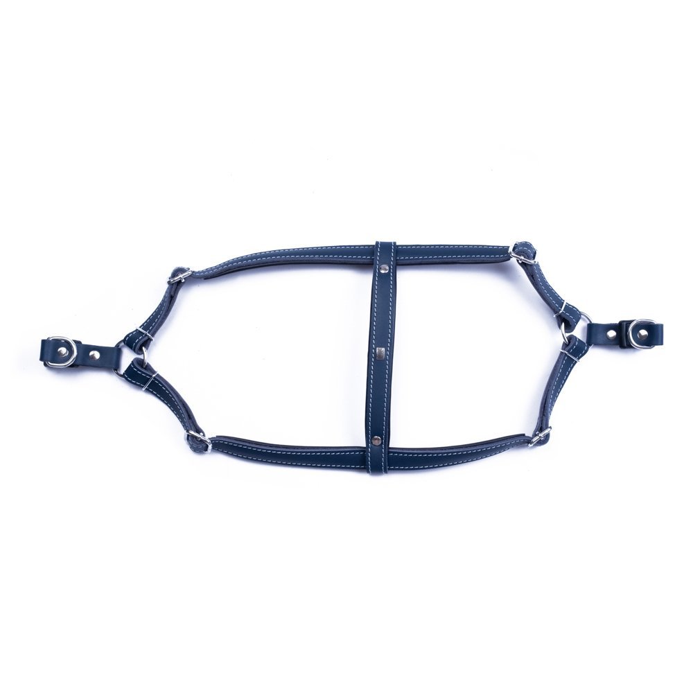 Doggie Konforlu Gerçek Deriden El Yapımı Ronin Model Köpek Göğüs Tasması XS-1.5x35-45 Cm Royal Mavi