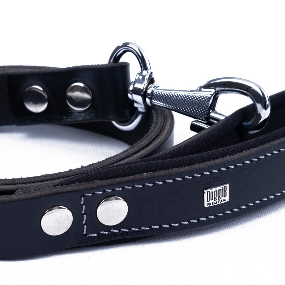 Doggie Konforlu Gerçek Deriden El Yapımı Köpek Gezdirme Kayışı 2.5x120 Cm Siyah