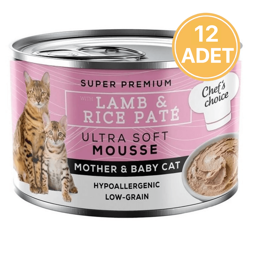 Chefs Choice Mother & Babycat Kuzu Etli Yavru ve Yetişkin Kedi Konserve Maması 200 Gr (12 Adet)