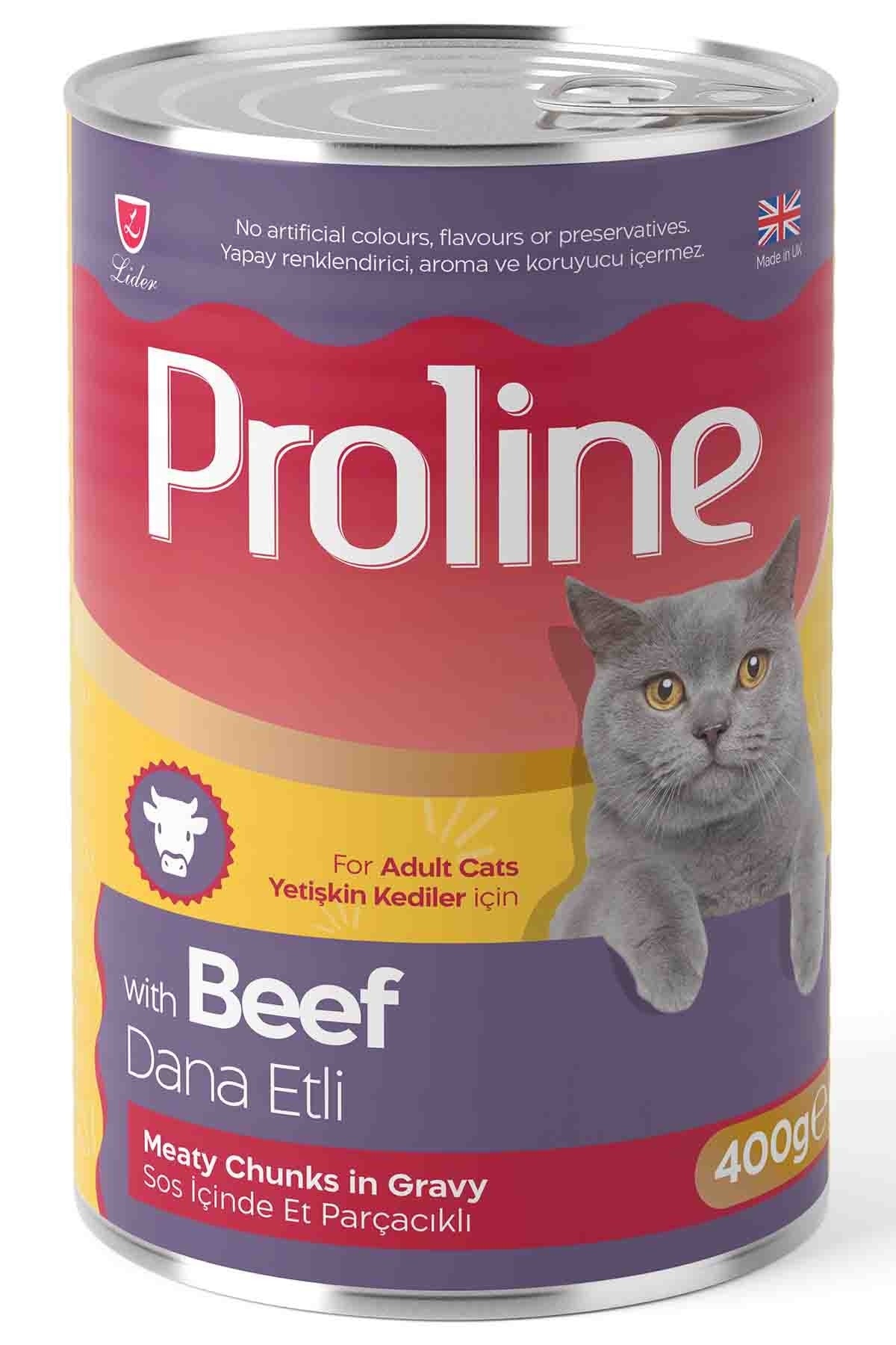 Proline Sos İçinde Et Parçacıklı Dana Etli Yetişkin Kedi Konservesi 400 Gr