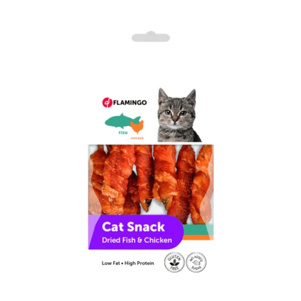 Flamingo Hapki Kurutulmuş Tavuklu ve Balıklı Şerit Kedi Ödülü 50 Gr