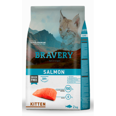 Bravery Tahılsız Somonlu Yavru Kedi Maması 2 Kg