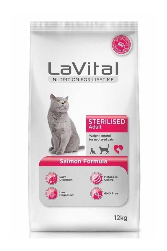 LaVital Kısırlaştırılmış Somonlu Yetişkin Kedi Maması 12 Kg