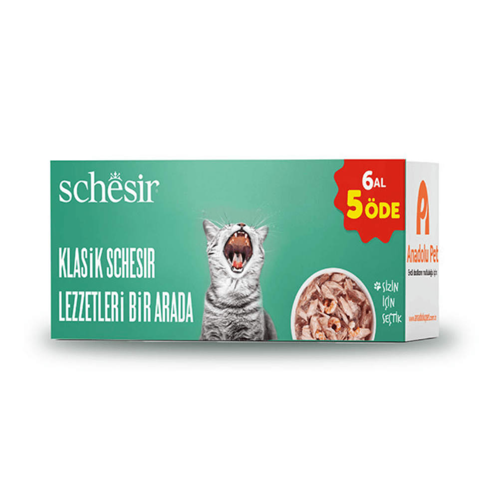Schesir Klasik Lezzetler Yetişkin Kedi Konservesi 6 Al 5 Öde
