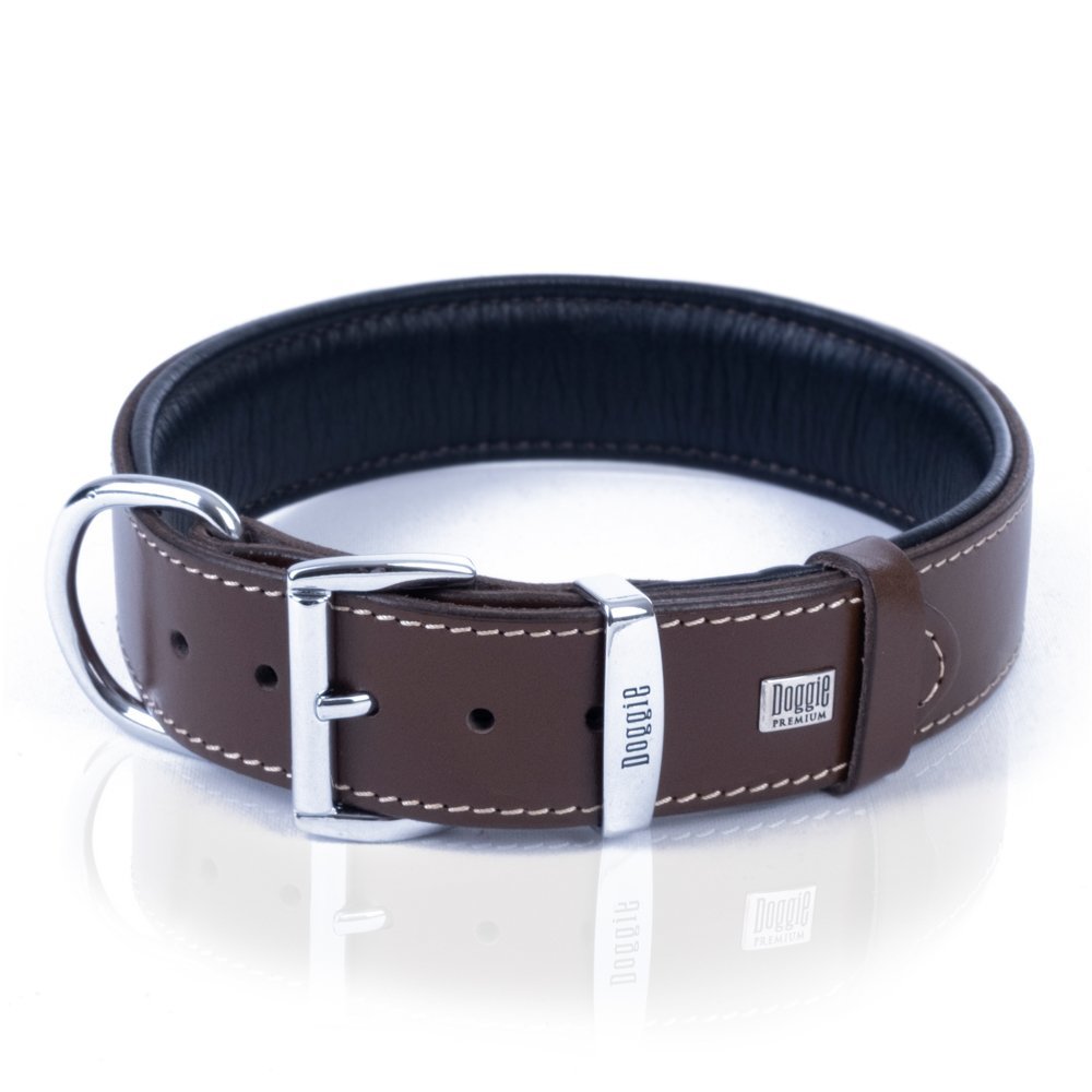Doggie Firstclass Gerçek Deriden El Yapımı Köpek Boyun Tasması 4x52-60 Cm Kahverengi