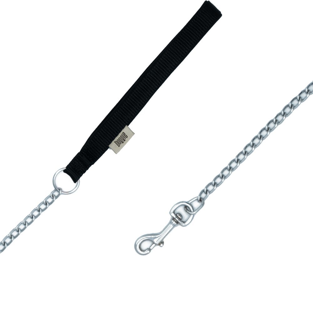 Doggie Dokuma Zincirli Köpek Gezdirme Kayışı M 2x110 Cm Siyah