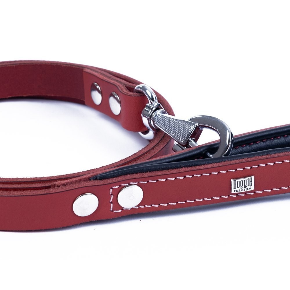 Doggie Firstclass Gerçek Deriden El Yapımı Köpek Gezdirme Kayışı 1.5x160 Cm Kırmızı