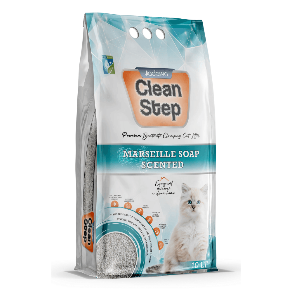 JADAWA Clean Step Marsilya Sabun Kokulu Topaklanan İnce Tane Bentonit Kedi Kumu 10 LT
