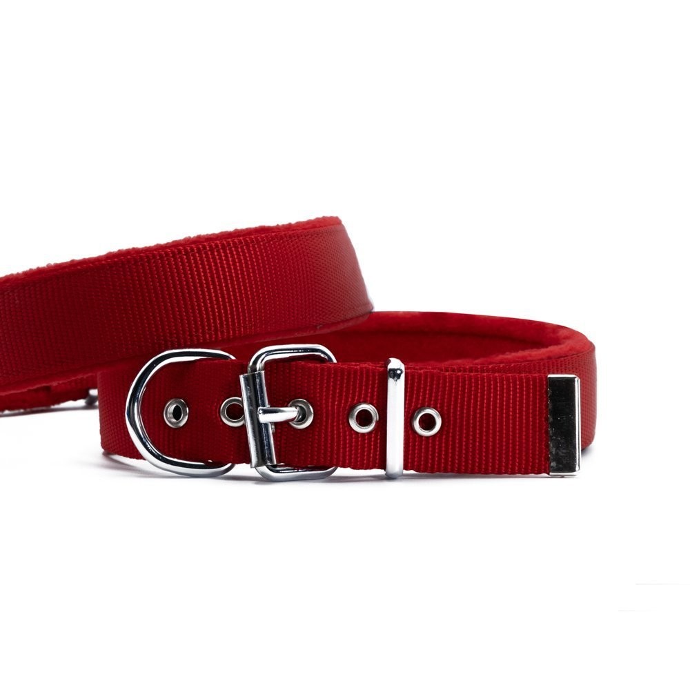 Doggie Polar Dokumadan El Yapımı Köpek Boyun Tasması 3x47-55 Cm Kırmızı