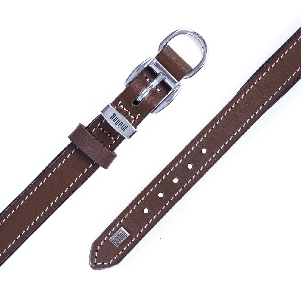 Doggie Firstclass Gerçek Deriden El Yapımı Köpek Boyun Tasması 2x35-40 Cm Kahverengi