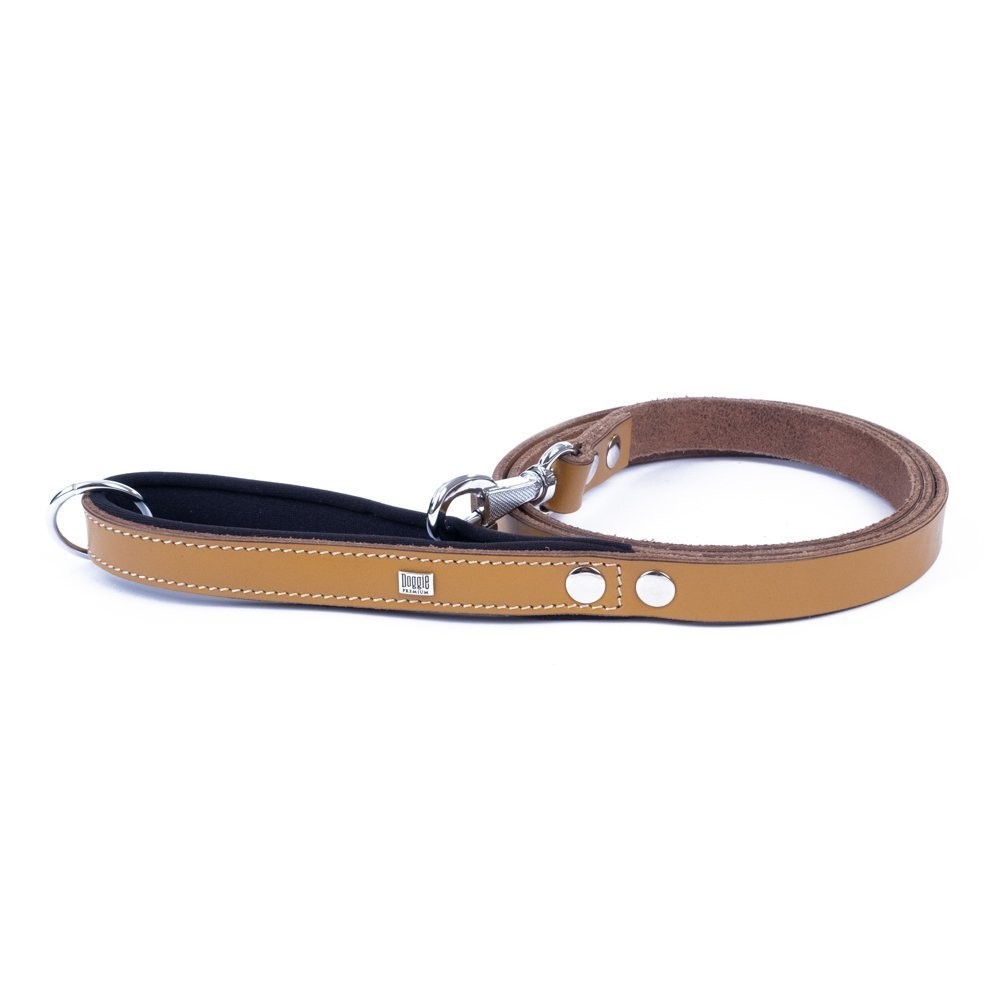 Doggie Konforlu Gerçek Deriden El Yapımı Köpek Gezdirme Kayışı 2x140 Cm Camel