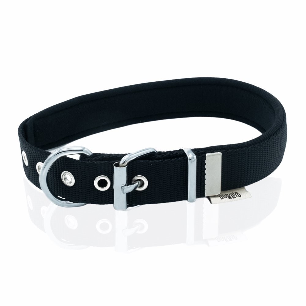Doggie Konforlu Dokumadan El Yapımı Çivili Köpek Boyun Tasması 2.5x37-45 Cm Siyah