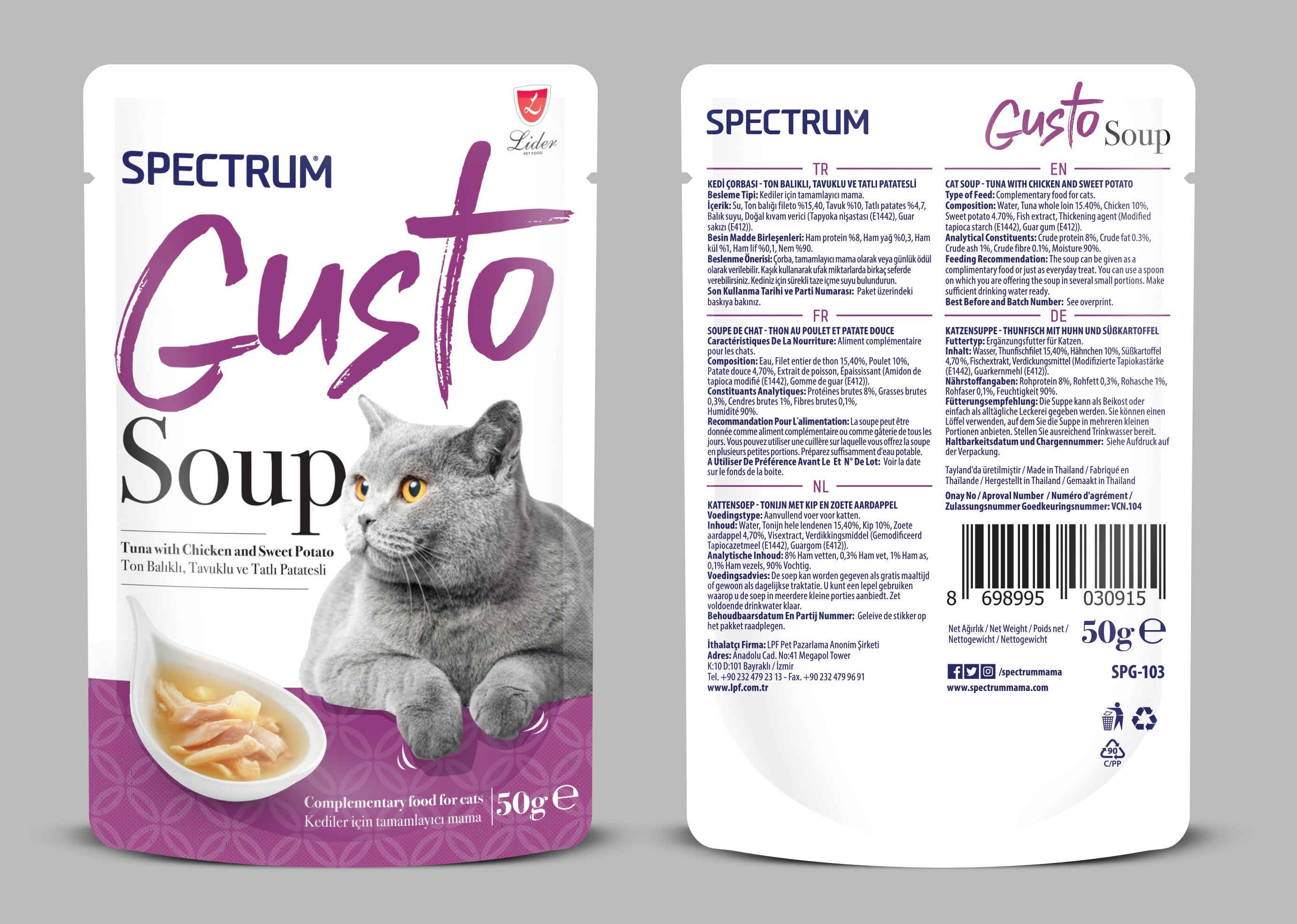 Spectrum Gusto Ton Balıklı Tavuk Etli ve Tatlı Patatesli Çorba 50 Gr